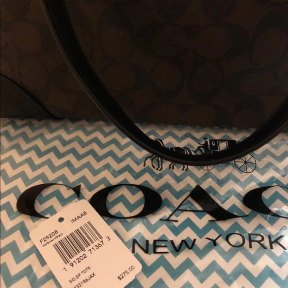 Coach Zip Top Tote Signature Canvas - Picture 5 of 9